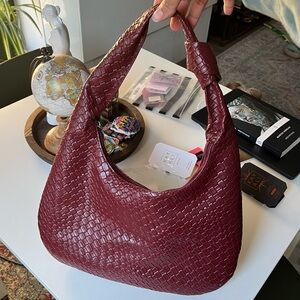 woven dark red bag
